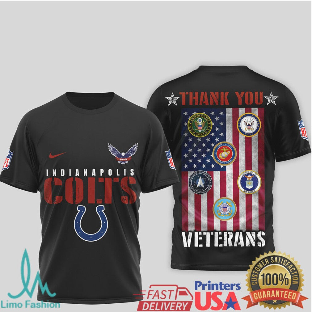 Indianapolis Colts Military Appreciation “Thank You Veterans” 3D T Shirt - Limotees LLC