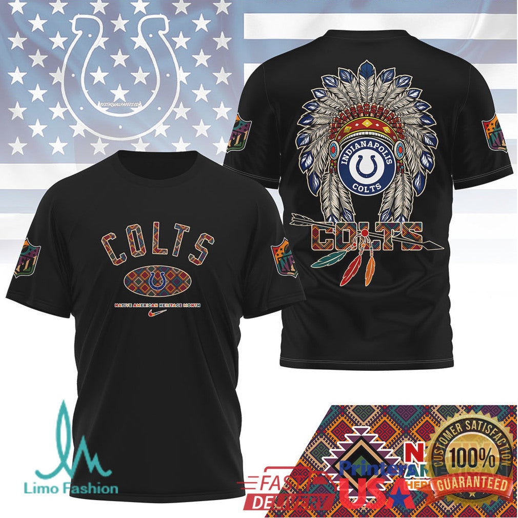 Indianapolis Colts Native American Heritage Month T Shirt Feather Graphic - Limotees LLC