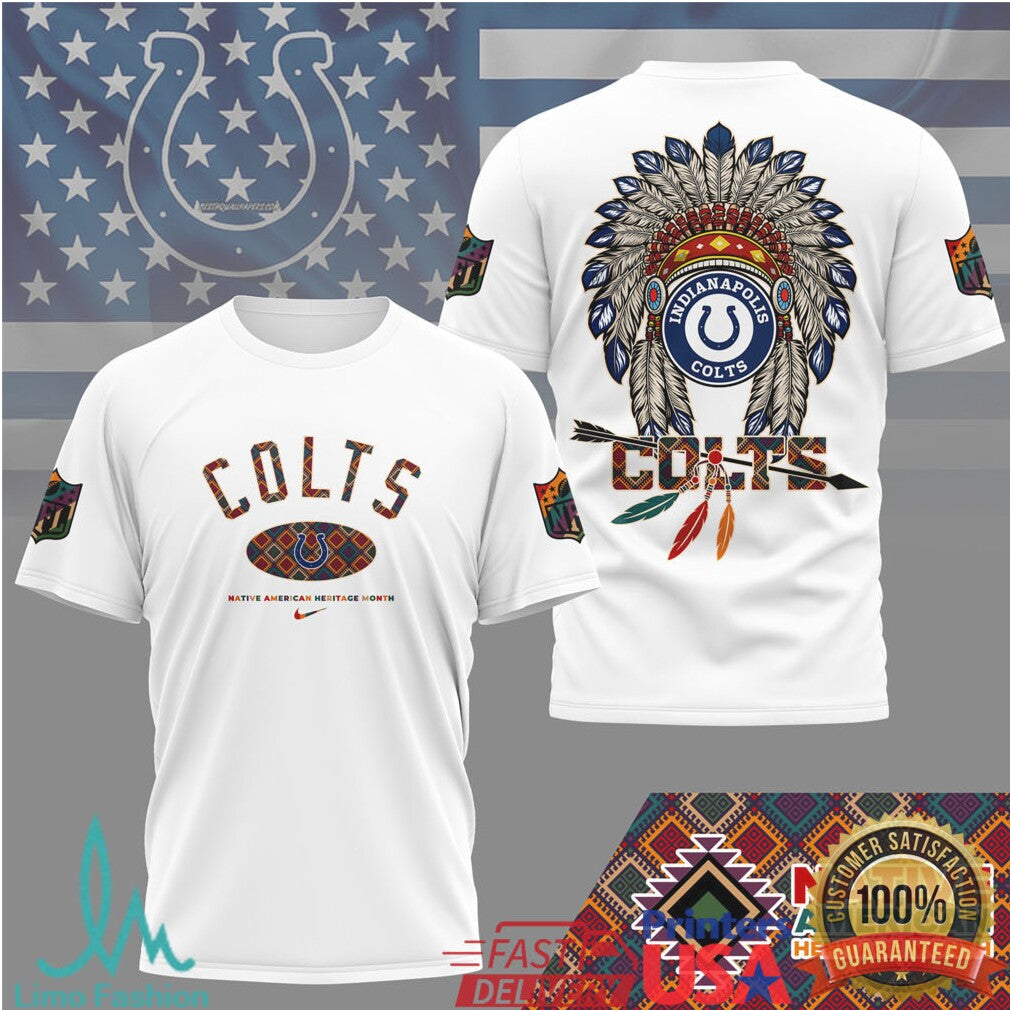 Indianapolis Colts Native American Heritage Month T Shirt Feather Graphic - Limotees LLC