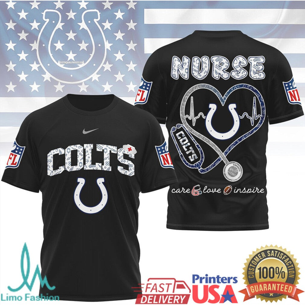 Indianapolis Colts Nurse Heartbeat Stethoscope NFL Apparel T Shirt - Limotees LLC