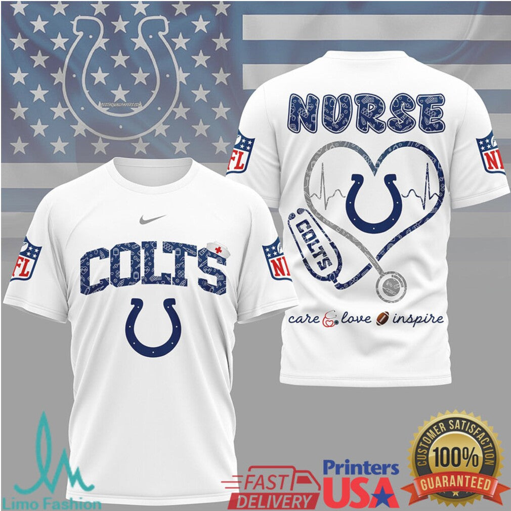 Indianapolis Colts Nurse Heartbeat Stethoscope NFL Apparel T Shirt - Limotees LLC