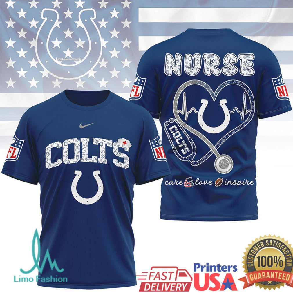 Indianapolis Colts Nurse Heartbeat Stethoscope NFL Apparel T Shirt - Limotees LLC