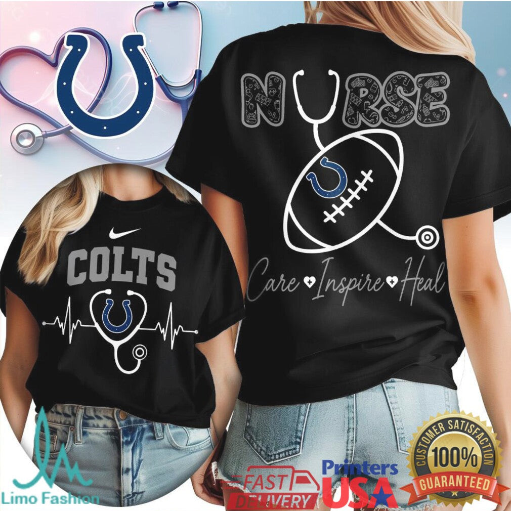 Indianapolis Colts Nurse T Shirt Football Heartbeat Stethoscope Medical T Shirt - Limotees LLC