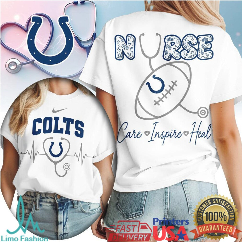 Indianapolis Colts Nurse T Shirt Football Heartbeat Stethoscope Medical T Shirt - Limotees LLC
