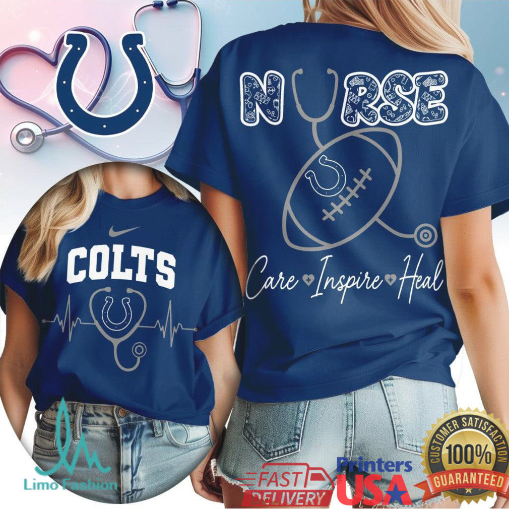 Indianapolis Colts Nurse T Shirt Football Heartbeat Stethoscope Medical T Shirt - Limotees LLC