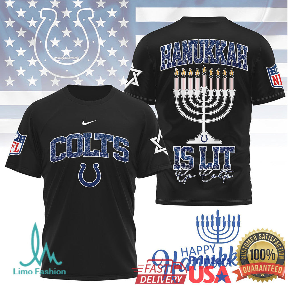 Indianapolis Colts Official NFL Happy Hanukkah 3D Shirt - Limotees LLC