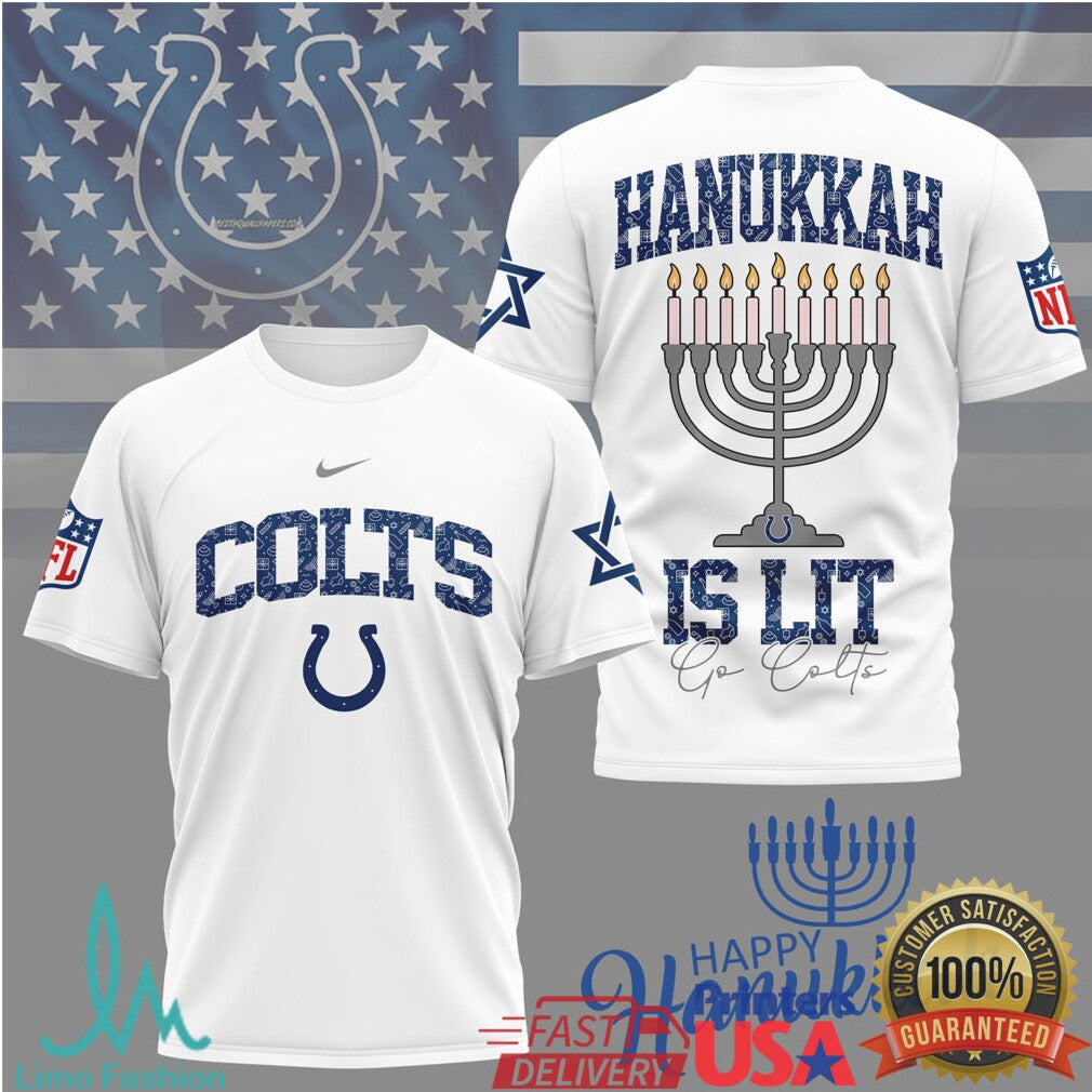 Indianapolis Colts Official NFL Happy Hanukkah 3D Shirt - Limotees LLC