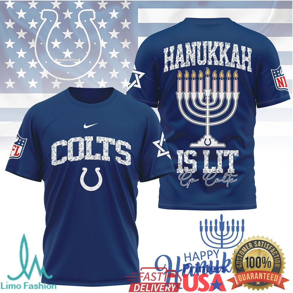 Indianapolis Colts Official NFL Happy Hanukkah 3D Shirt - Limotees LLC