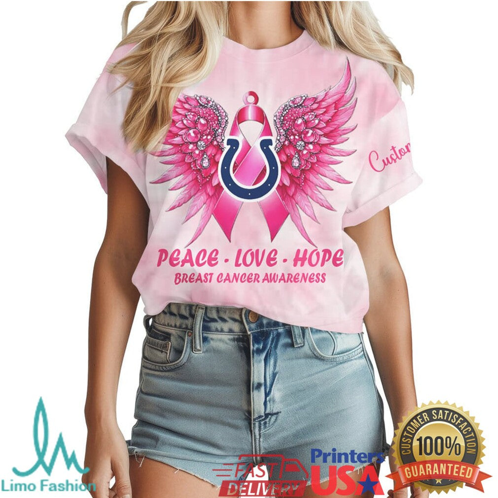 Indianapolis Colts Pink Ribbon Breast Cancer Awareness Tie Dye Graphic Tee - Limotees LLC