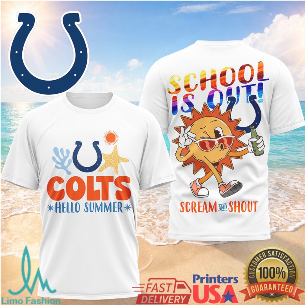 Indianapolis Colts School Is Out Hello Summer T Shirt Retro Beach Design T Shirt - Limotees LLC