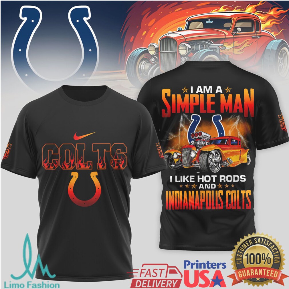 Indianapolis Colts Simple Man Hot Rod Racing Black T Shirt - Limotees LLC
