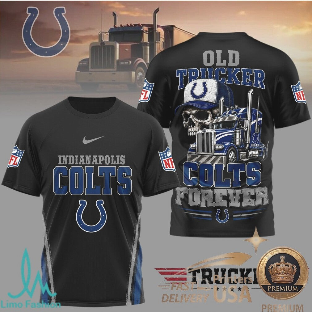 Indianapolis Colts Skull Old Trucker Forever Fan T Shirt - Limotees LLC