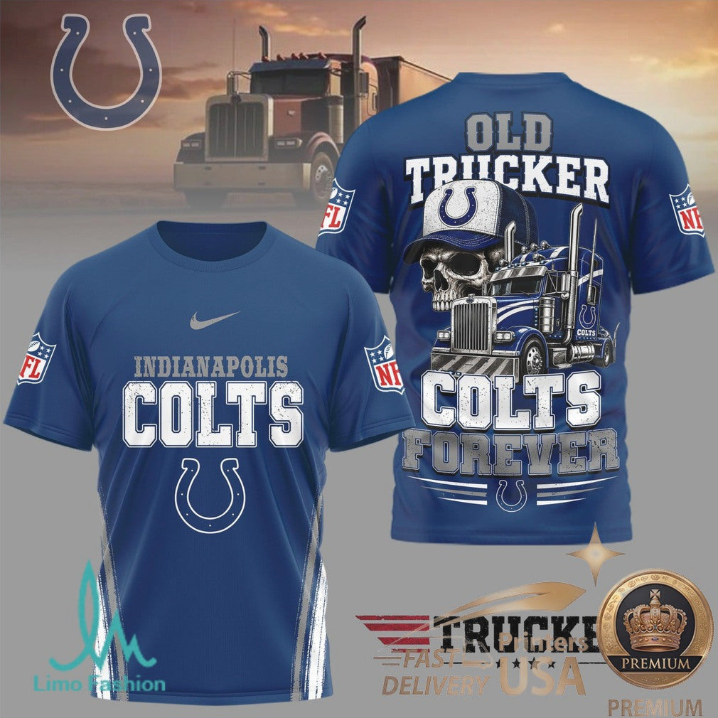Indianapolis Colts Skull Old Trucker Forever Fan T Shirt - Limotees LLC