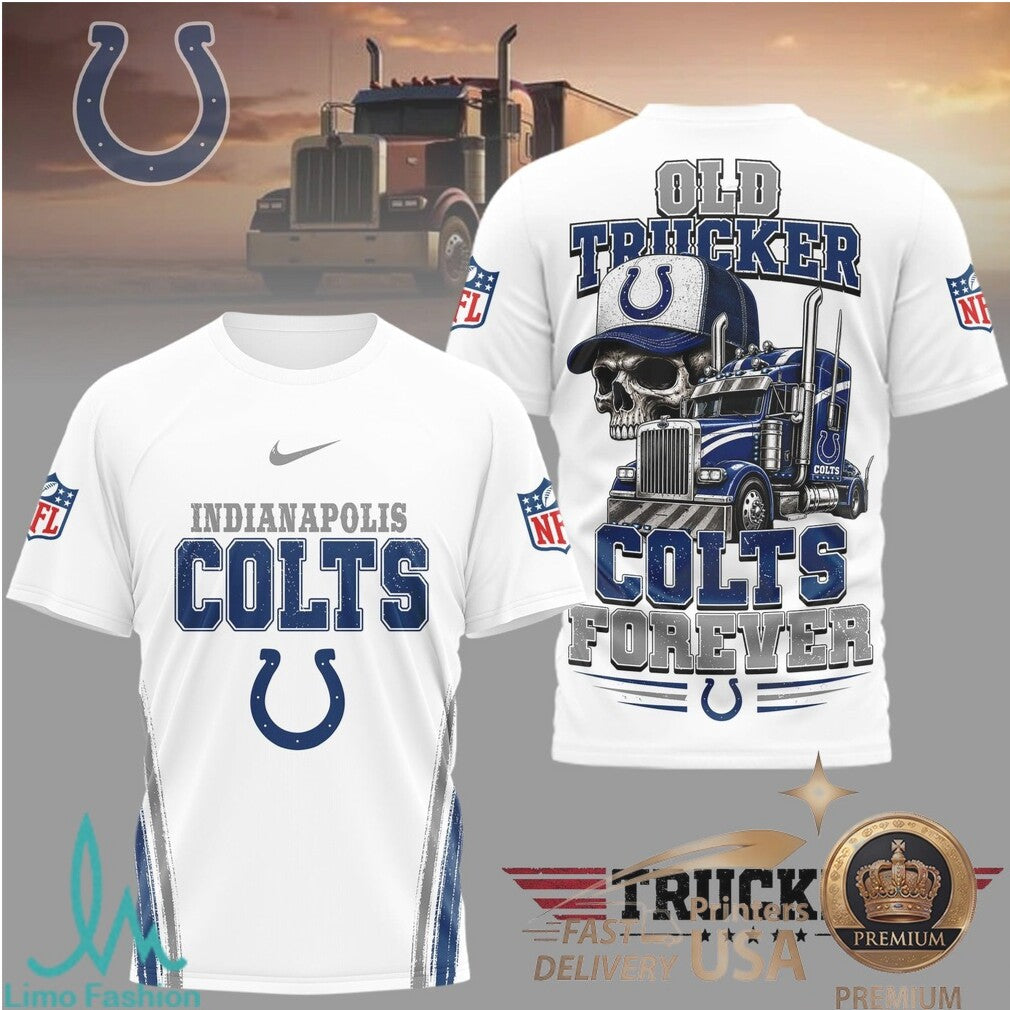 Indianapolis Colts Skull Old Trucker Forever Fan T Shirt - Limotees LLC