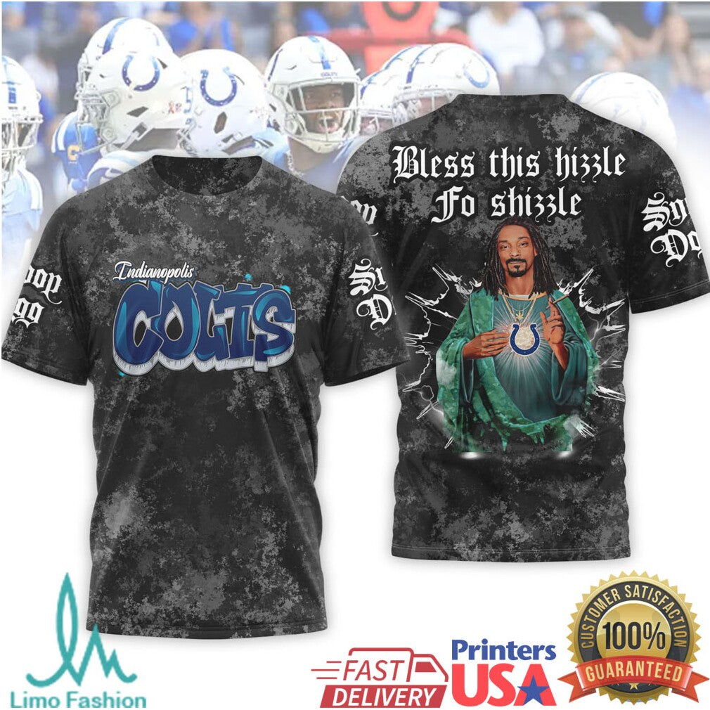 Indianapolis Colts Snoop Dogg Hizzle Fo Shizzle 3D Vintage Wash Style T Shirt - Limotees LLC