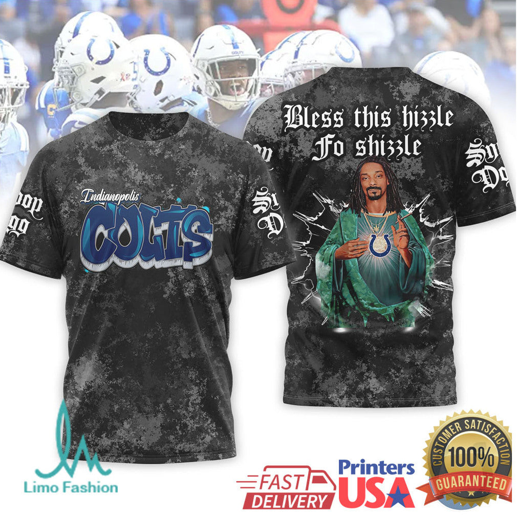 Indianapolis Colts Snoop Dogg Hizzle Fo Shizzle 3D Vintage Wash Style T Shirt - Limotees LLC