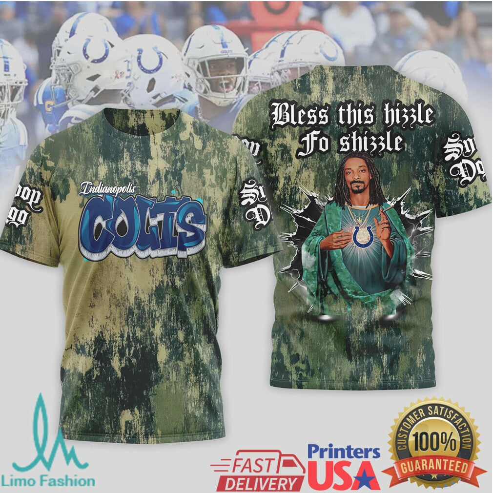 Indianapolis Colts Snoop Dogg Hizzle Fo Shizzle 3D Vintage Wash Style T Shirt - Limotees LLC