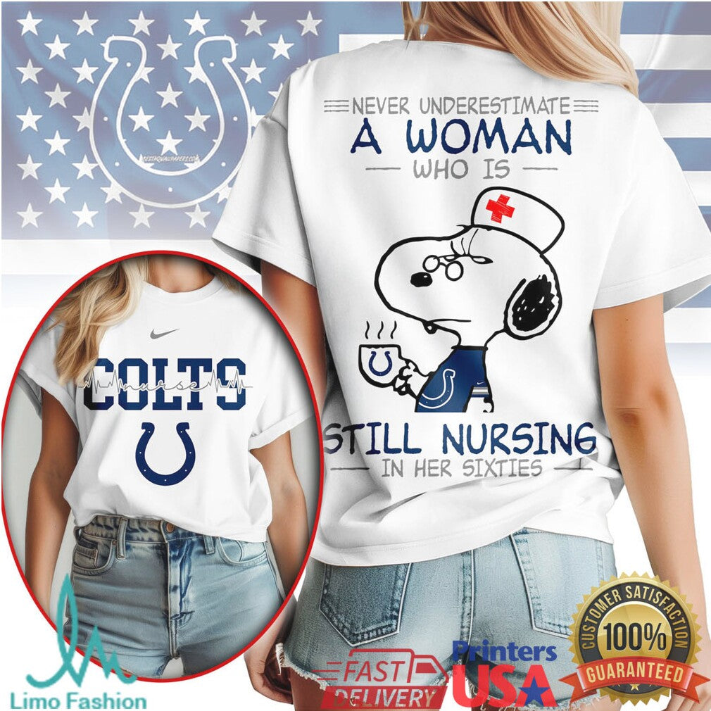 Indianapolis Colts Snoopy Nurse T Shirt 60s Nursing Woman Football Fan Gift