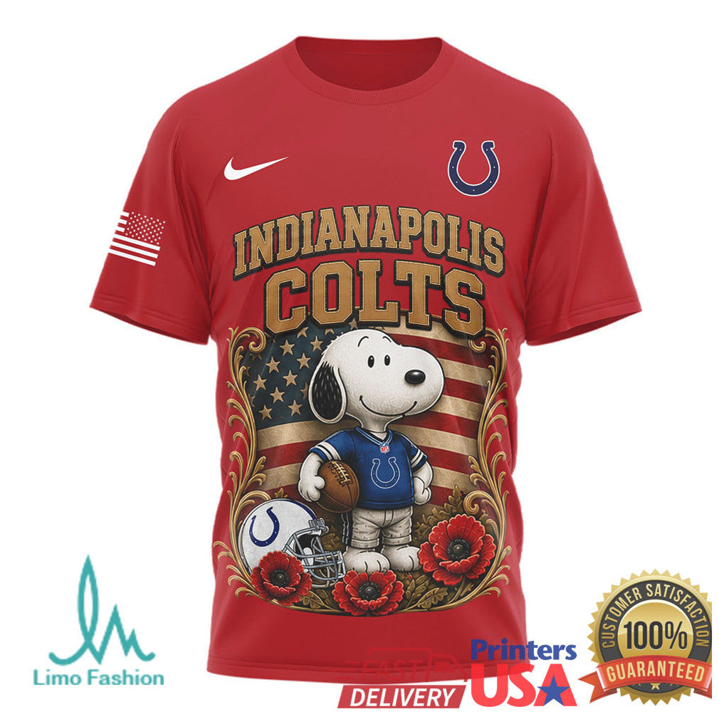 Indianapolis Colts Snoopy Red Friday Remember Everyone Deployed Military Support T Shirt - Limotees LLC