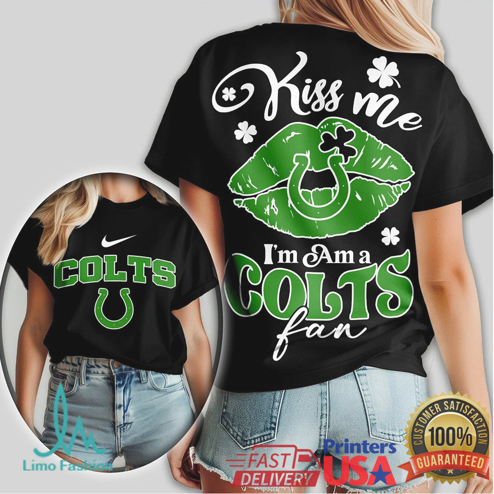 Indianapolis Colts St. Patrick'S Day Tshirt Kiss Me I'M A Colts Fan - Limotees LLC