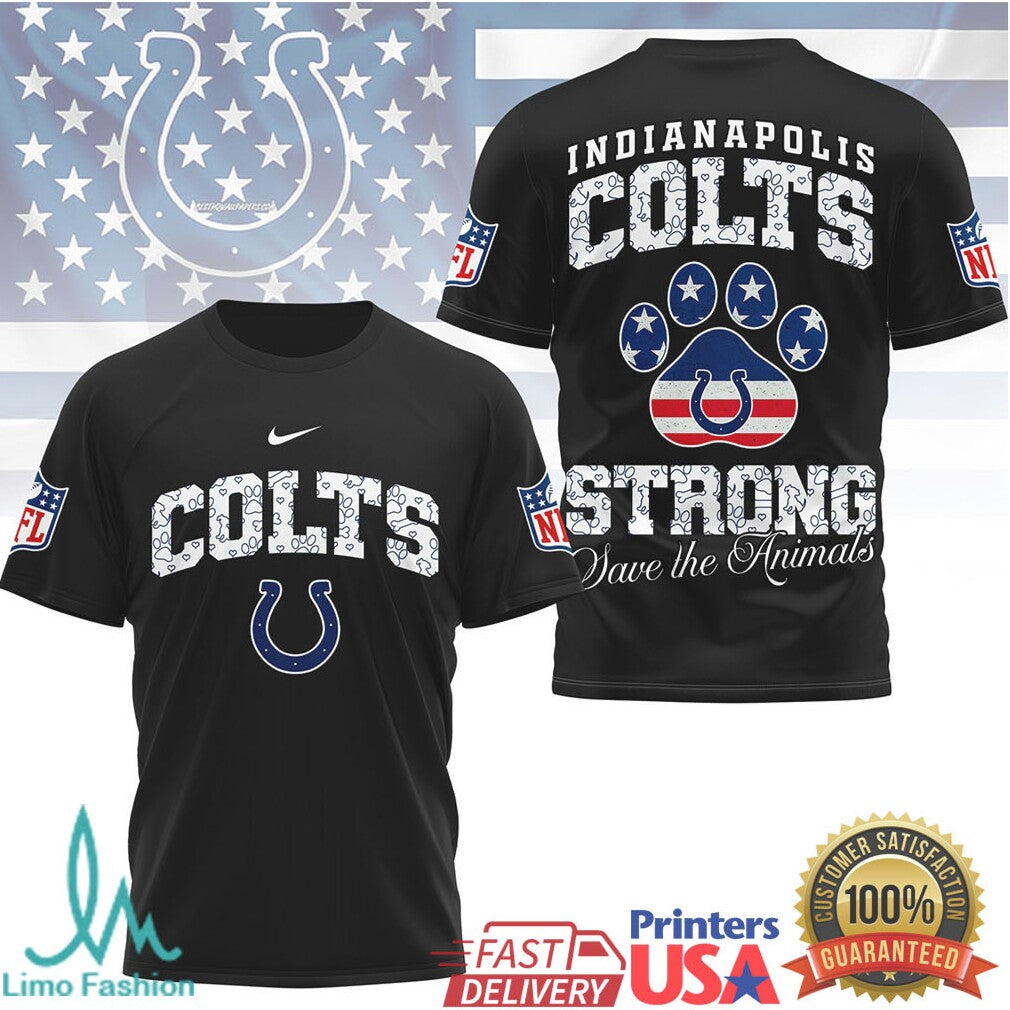 Indianapolis Colts Strong Save the Animals Paw Print NFL T Shirt - Limotees LLC