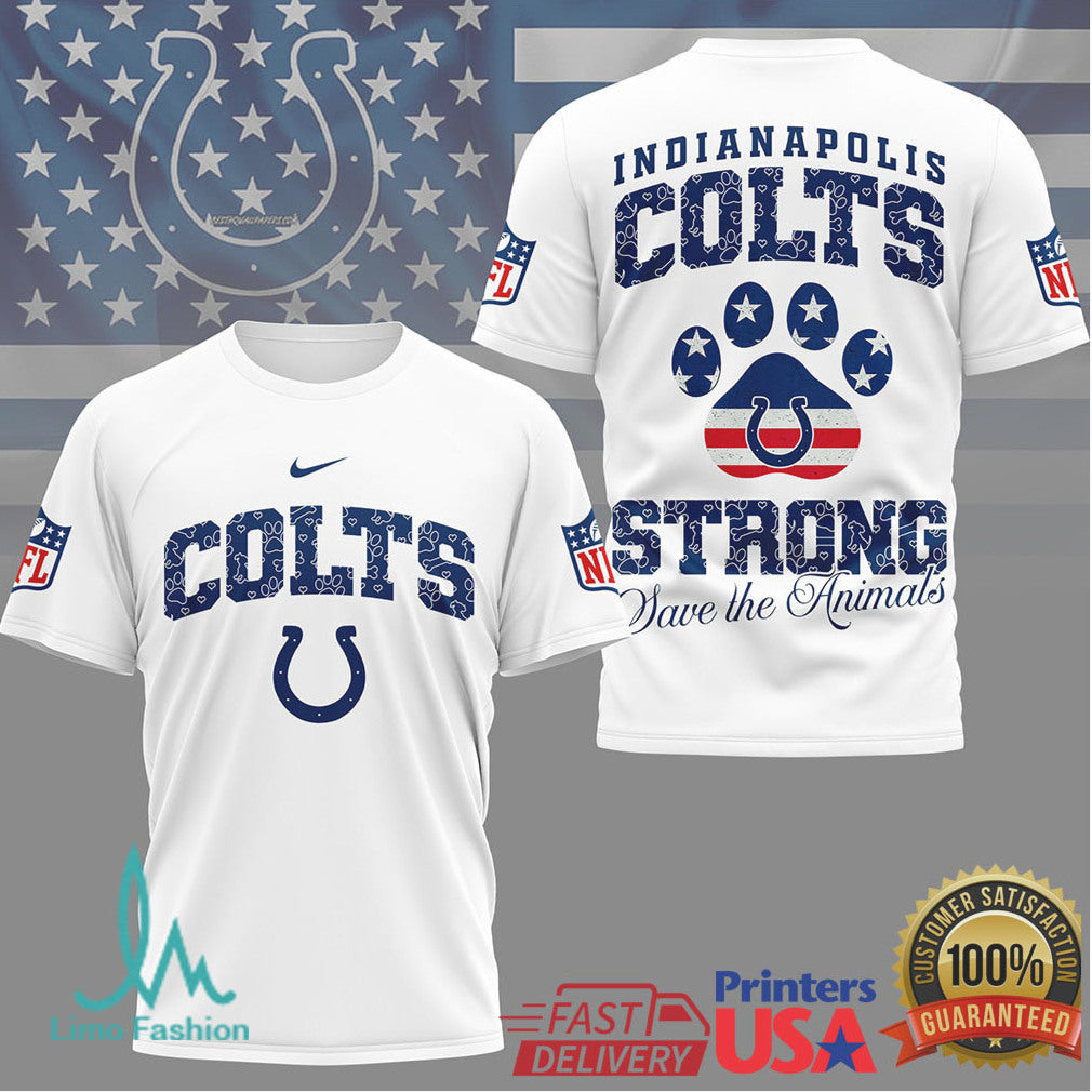 Indianapolis Colts Strong Save the Animals Paw Print NFL T Shirt - Limotees LLC