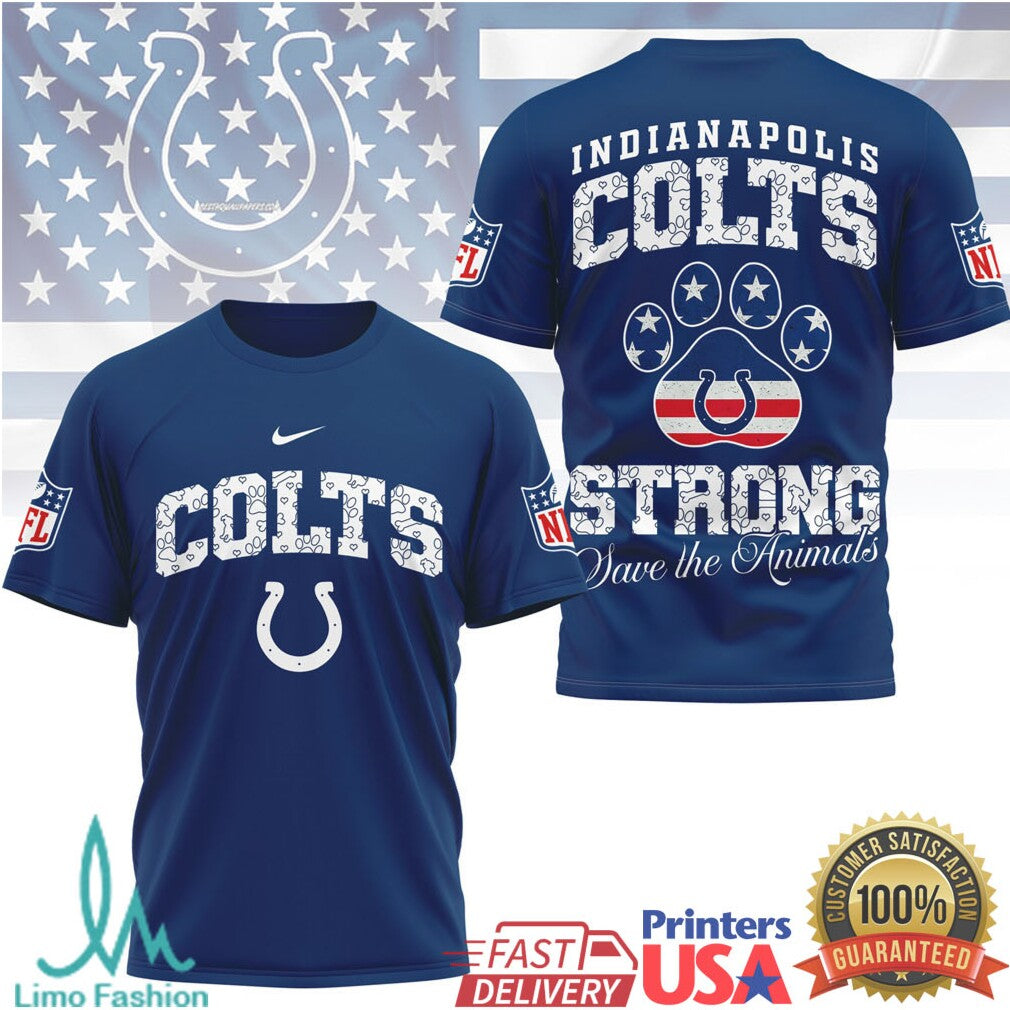 Indianapolis Colts Strong Save the Animals Paw Print NFL T Shirt - Limotees LLC