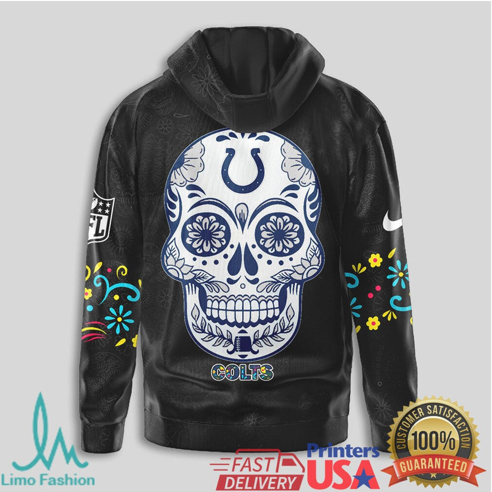 Indianapolis Colts Sugar Skull Floral Art NFL Football T Shirt - Limotees LLC