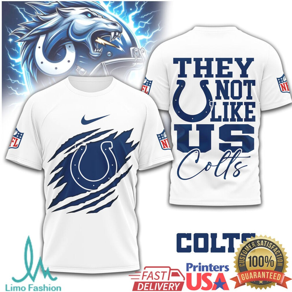 Indianapolis Colts “They Not Like Us” Horseshoe Slash Design Tee - Limotees LLC