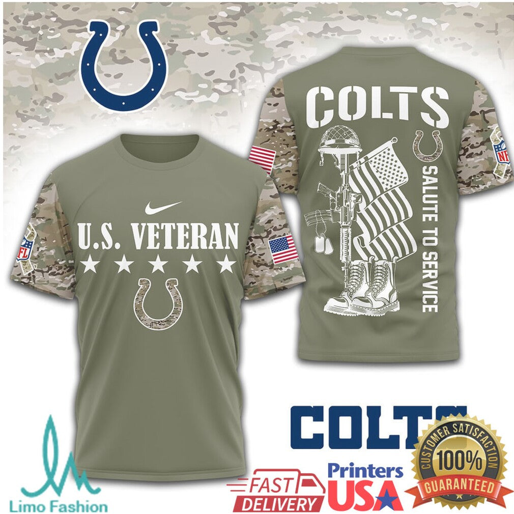 Indianapolis Colts U.S. Veteran Salute to Service Military Olive T Shirt - Limotees LLC