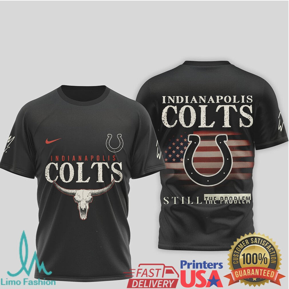 Indianapolis Colts Western Steer Skull Shirt Colts Distressed American Flag Tee - Limotees LLC