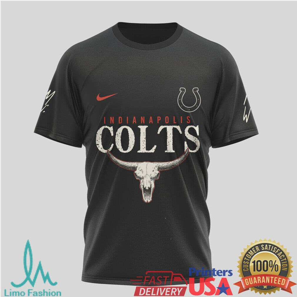 Indianapolis Colts Western Steer Skull Shirt Colts Distressed American Flag Tee - Limotees LLC