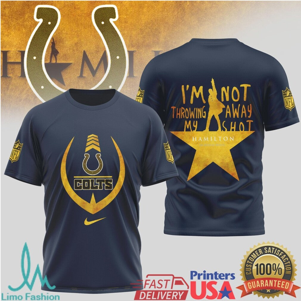 Indianapolis Colts x Hamilton Musical Not Throwing Away My Shot Gold Graphic T Shirt - Limotees LLC