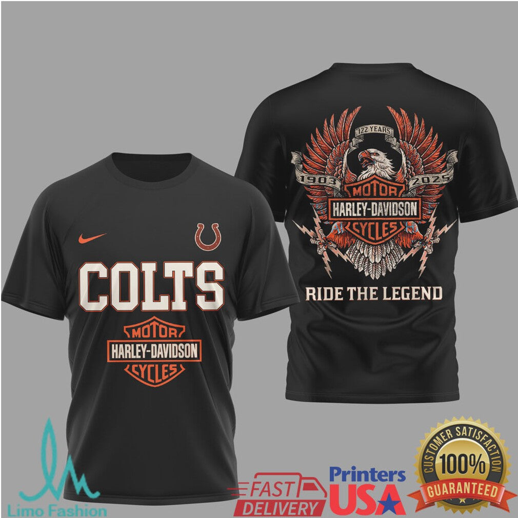 Indianapolis Colts x Harley Davidson Ride The Legend Graphic T Shirt - Limotees LLC