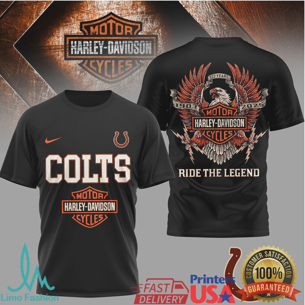 Indianapolis Colts x Harley Davidson Ride The Legend Graphic T Shirt - Limotees LLC