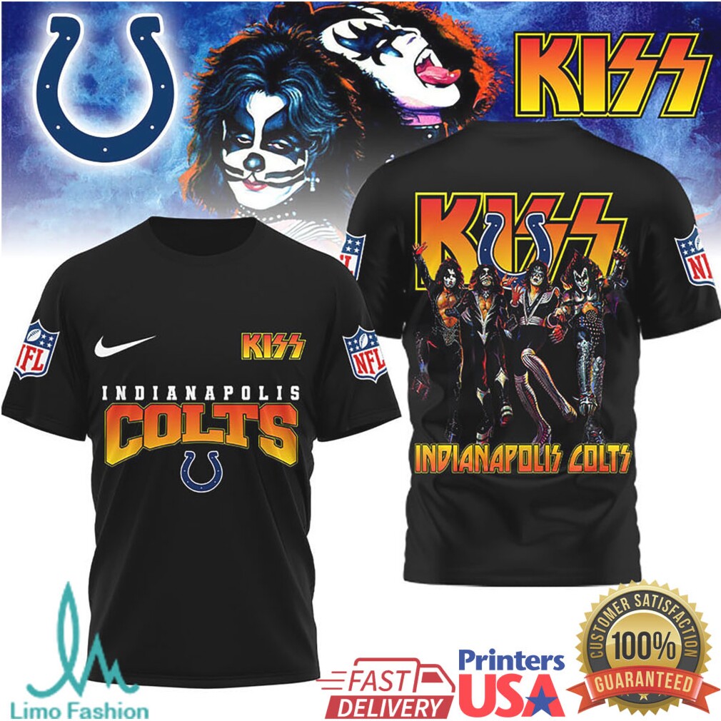 Indianapolis Colts x KISS Rock Band Vintage Graphic NFL T Shirt - Limotees LLC