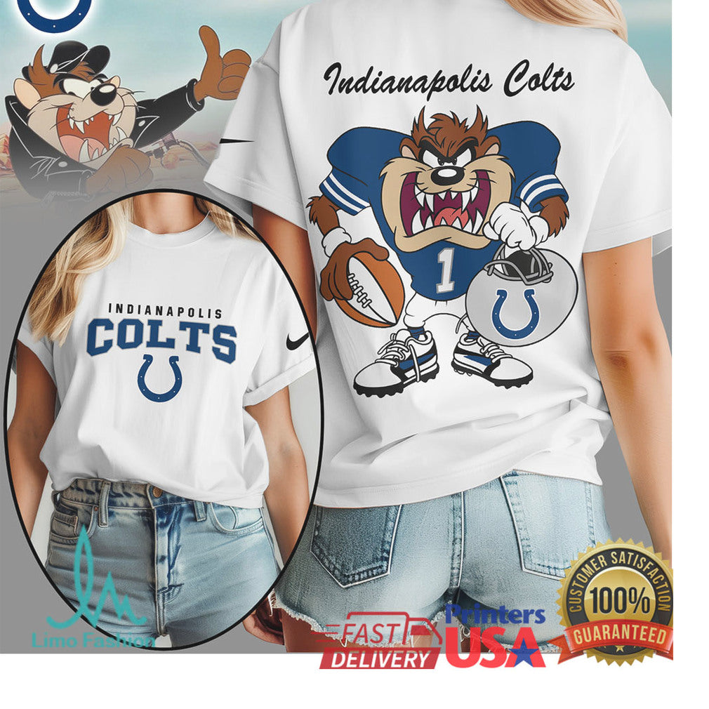 Indianapolis Colts x Looney Tunes Taz Character Logo Sports T Shirt