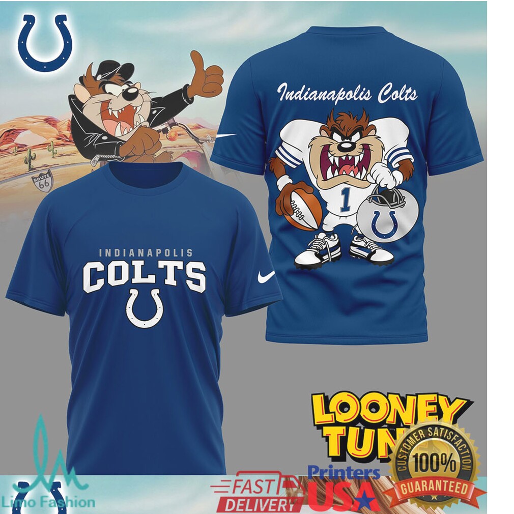 Indianapolis Colts x Looney Tunes Taz Character Logo Sports T Shirt