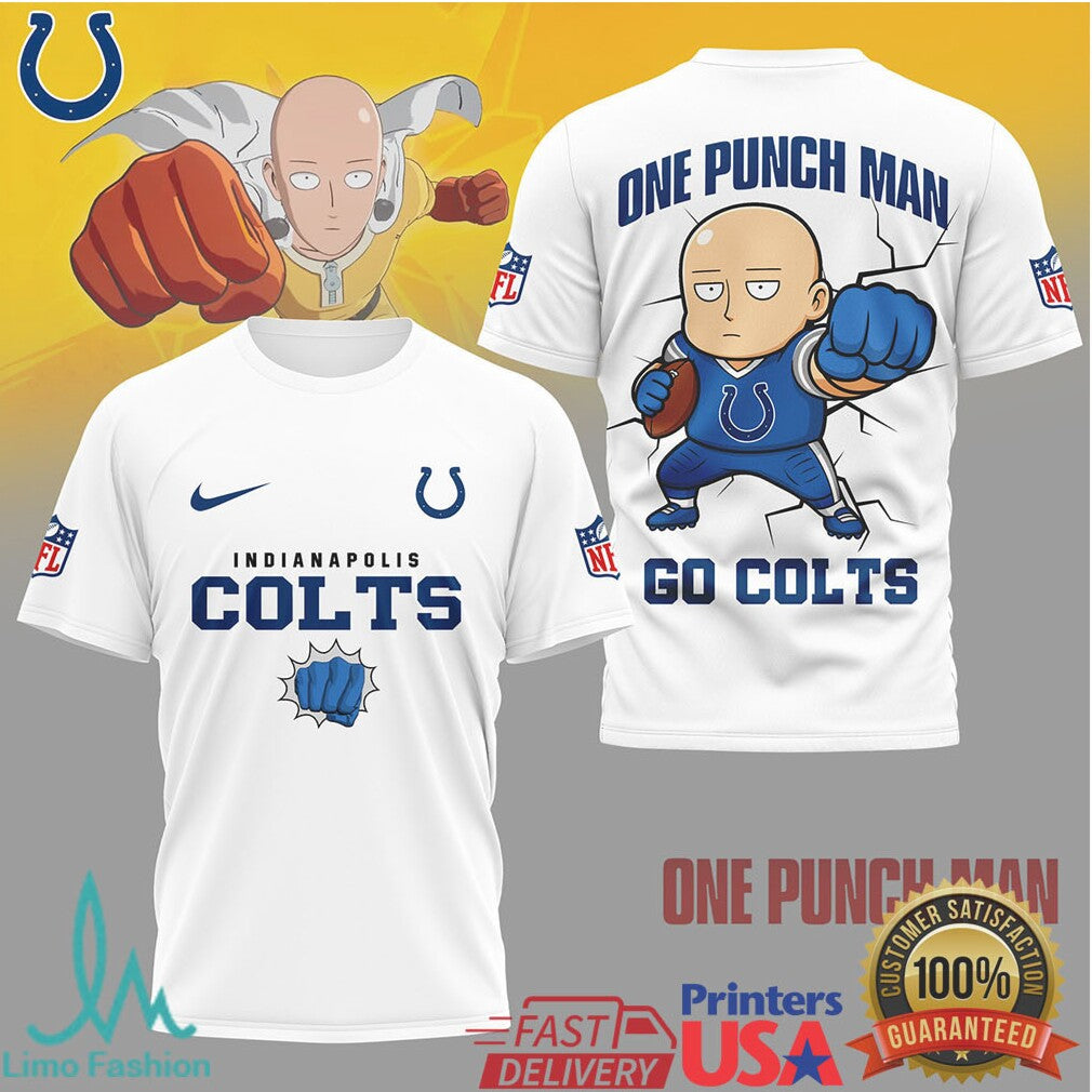 Indianapolis Colts x One Punch Man Saitama NFL Football Tee - Limotees LLC