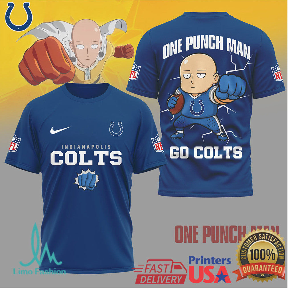 Indianapolis Colts x One Punch Man Saitama NFL Football Tee - Limotees LLC