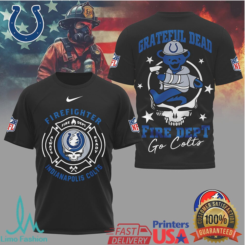 Indianapolis ColtsOfficial NFL Grateful Dead Firefighter 3D Shirt - Limotees LLC