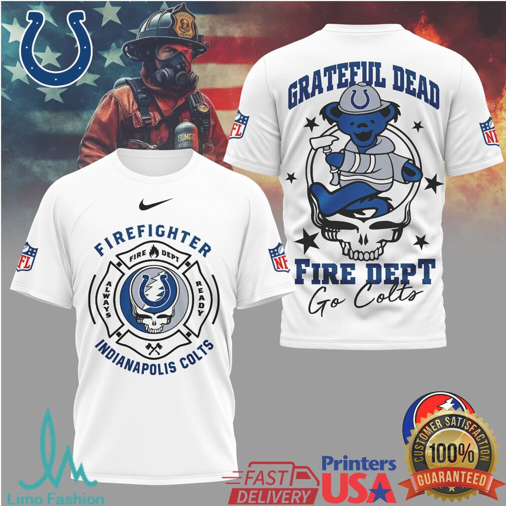 Indianapolis ColtsOfficial NFL Grateful Dead Firefighter 3D Shirt - Limotees LLC