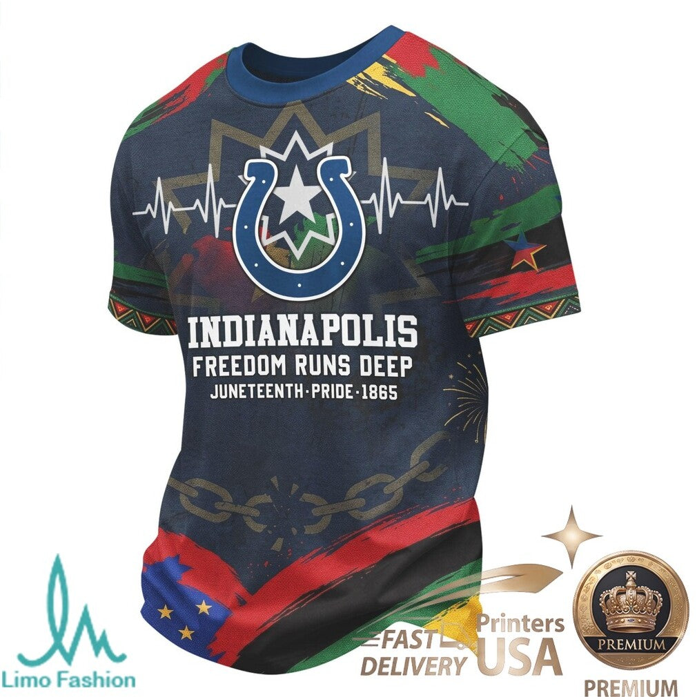 Indianapolis Football Juneteenth Freedom Day Bleed Blue T Shirt - Limotees LLC