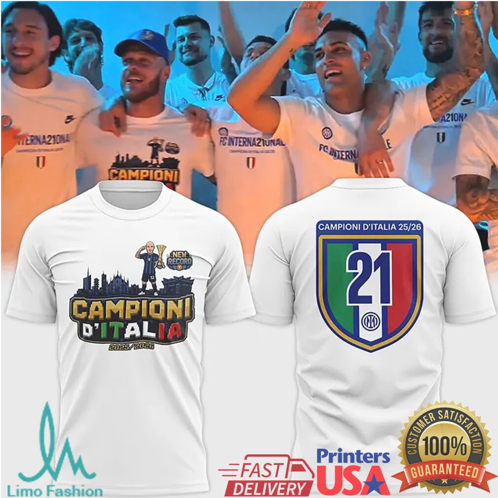 Inter Milan 21st Scudetto T Shirt Campioni D'Italia 25.26 Celebration Apparel - Limotees LLC