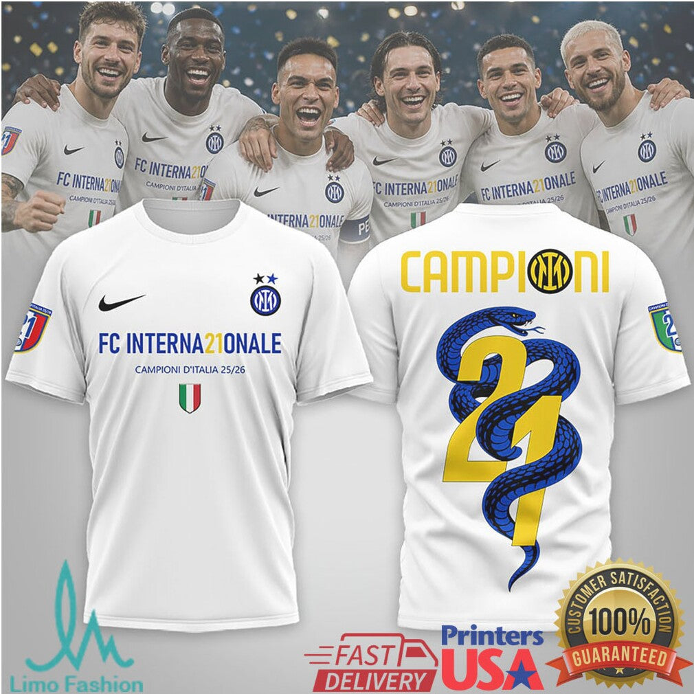 Inter Milan Campioni D'Italia 21 2025.26 Scudetto Celebration T Shirt - Limotees LLC