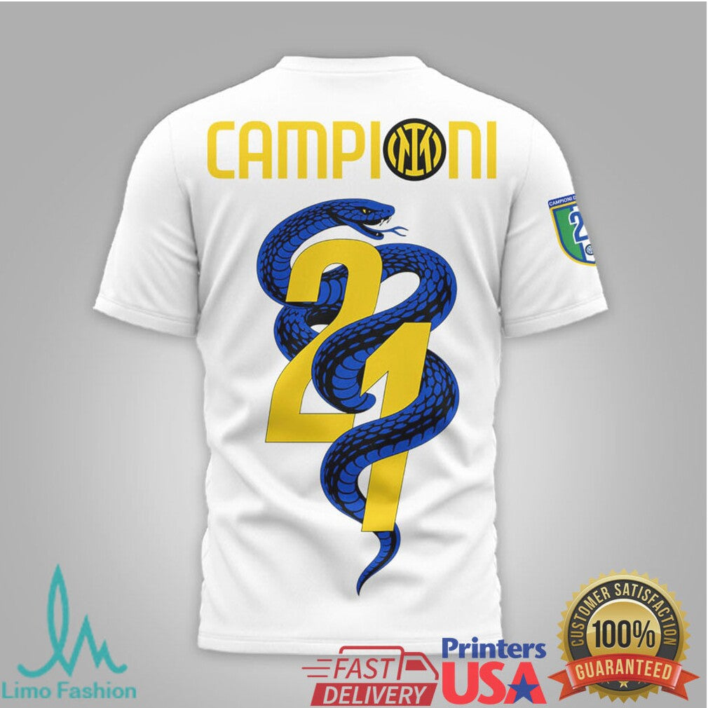 Inter Milan Campioni D'Italia 21 2025.26 Scudetto Celebration T Shirt - Limotees LLC