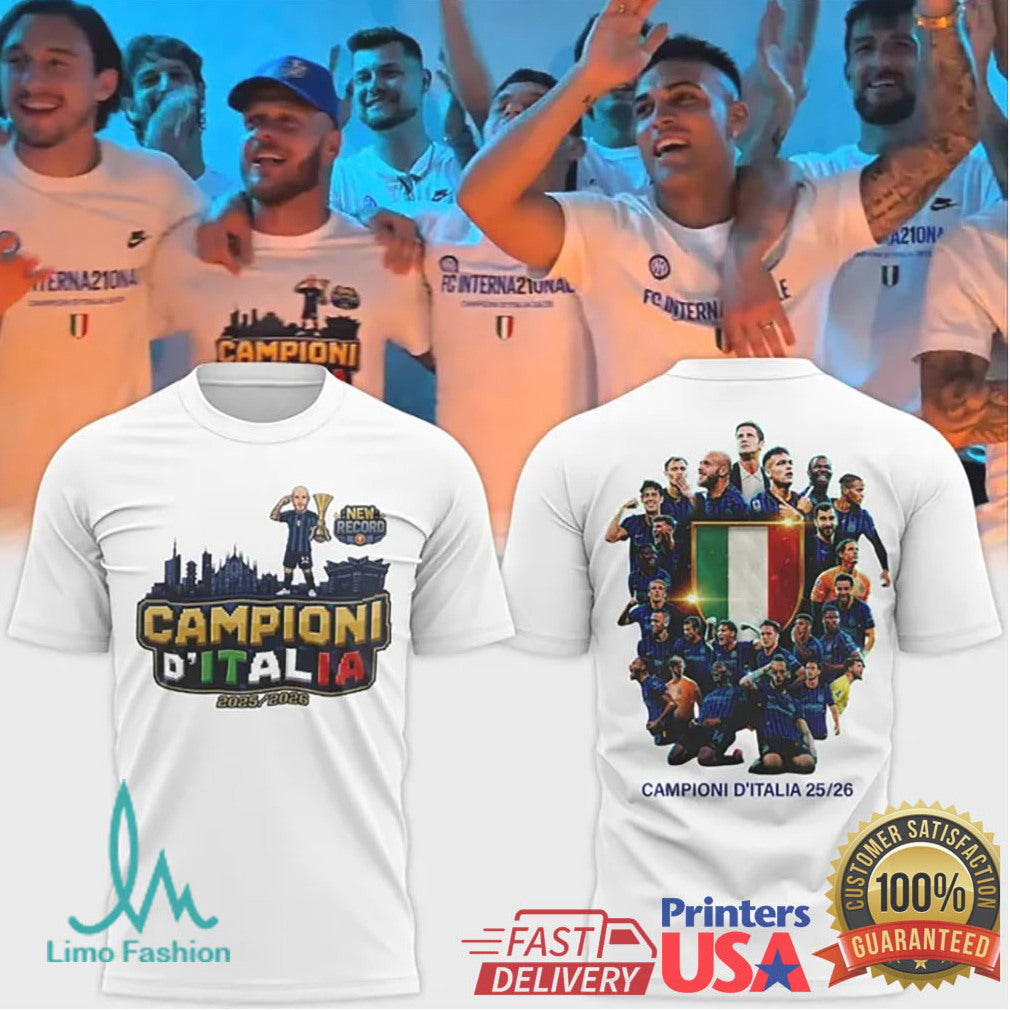 Inter Milan Campioni D'Italia 25.26 T Shirt Scudetto Winners Fan Gear - Limotees LLC