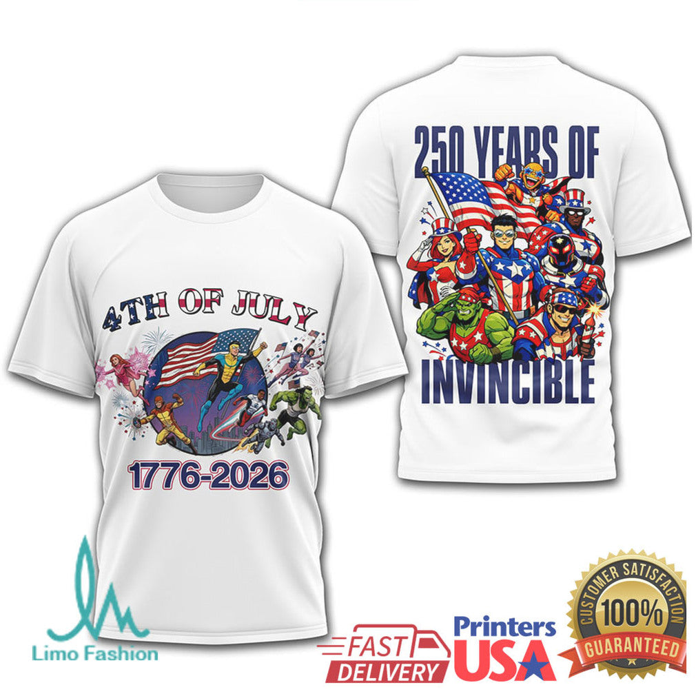 Invincible 4th of July 1776 2026 T Shirt 250 Years of Invincible Patriotic T Shirt - Limotees LLC