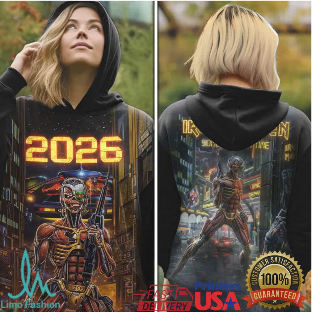 Iron Maiden 2026 World Tour Somewhere In Time Sci Fi Metal Graphic Apparel T Shirt - Limotees LLC