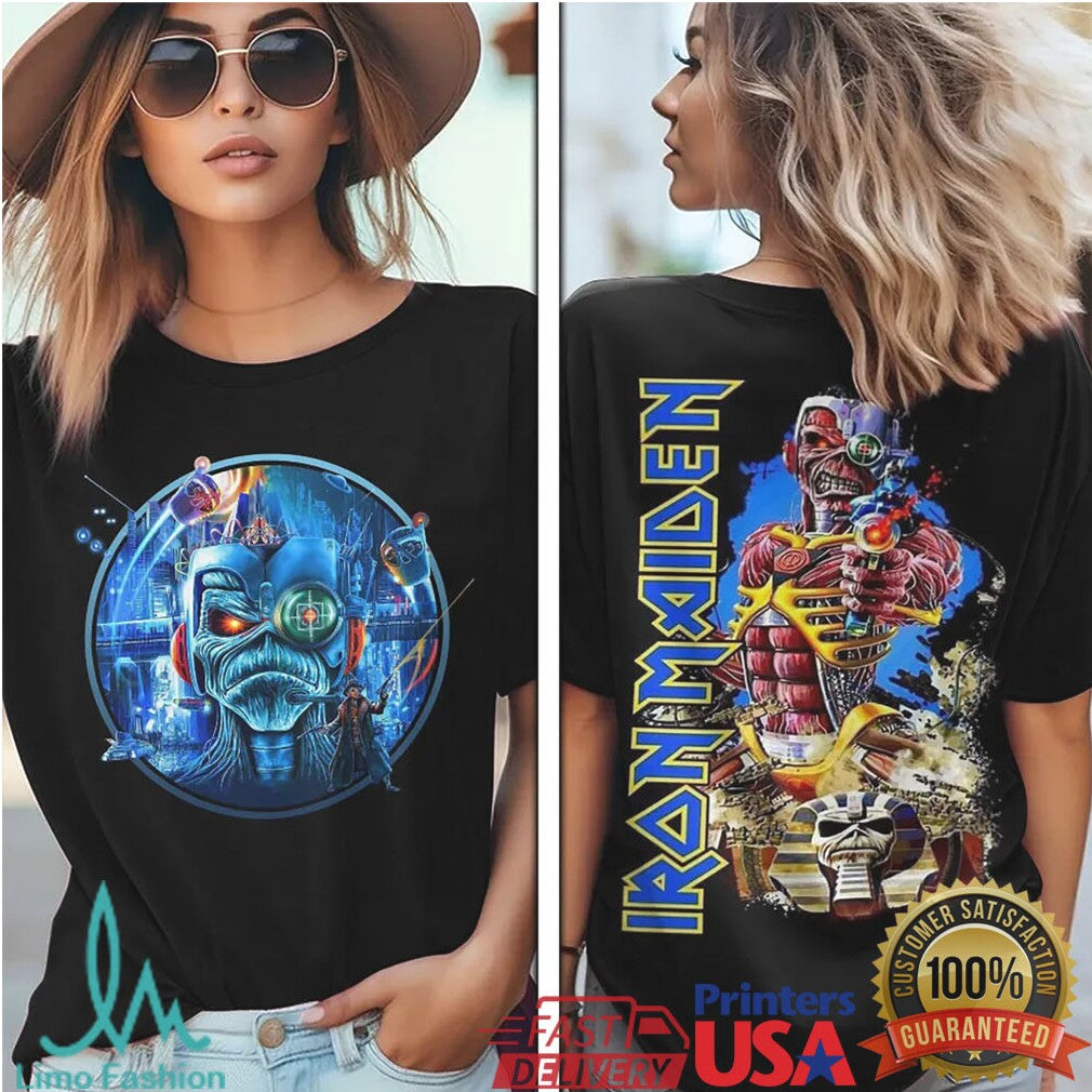 Iron Maiden Eddie Cyborg Somewhere In Time Retro Rock Graphic T Shirt - Limotees LLC